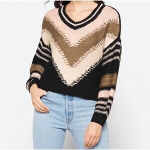 Saltwater Luxe Fiorella V-Neck Striped Cozy Sweater Women's XL